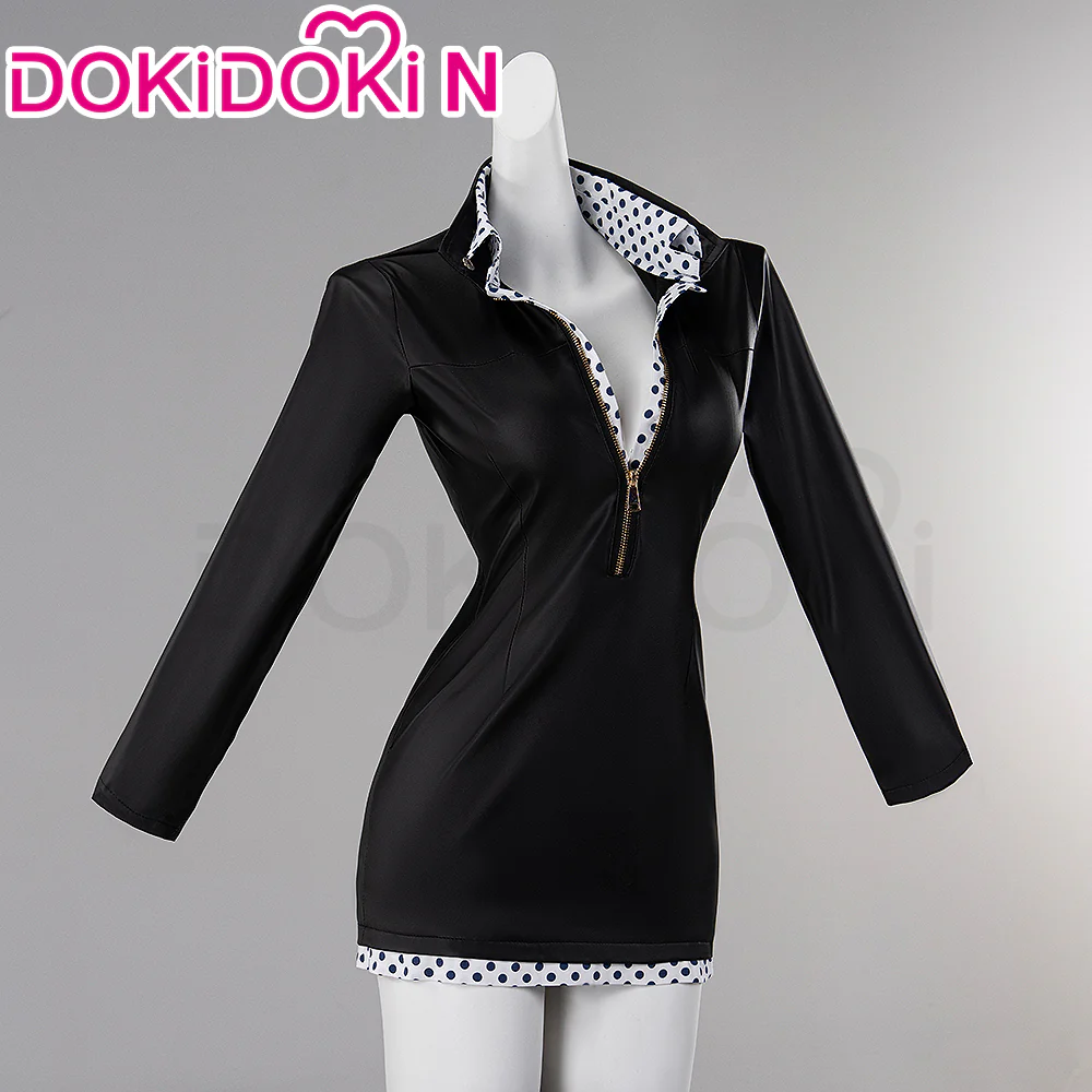 【Partially Ready For Ship】DokiDoki-N Anime Cosplay Black Dress Blue Dots Suit Women Costume - Image 3
