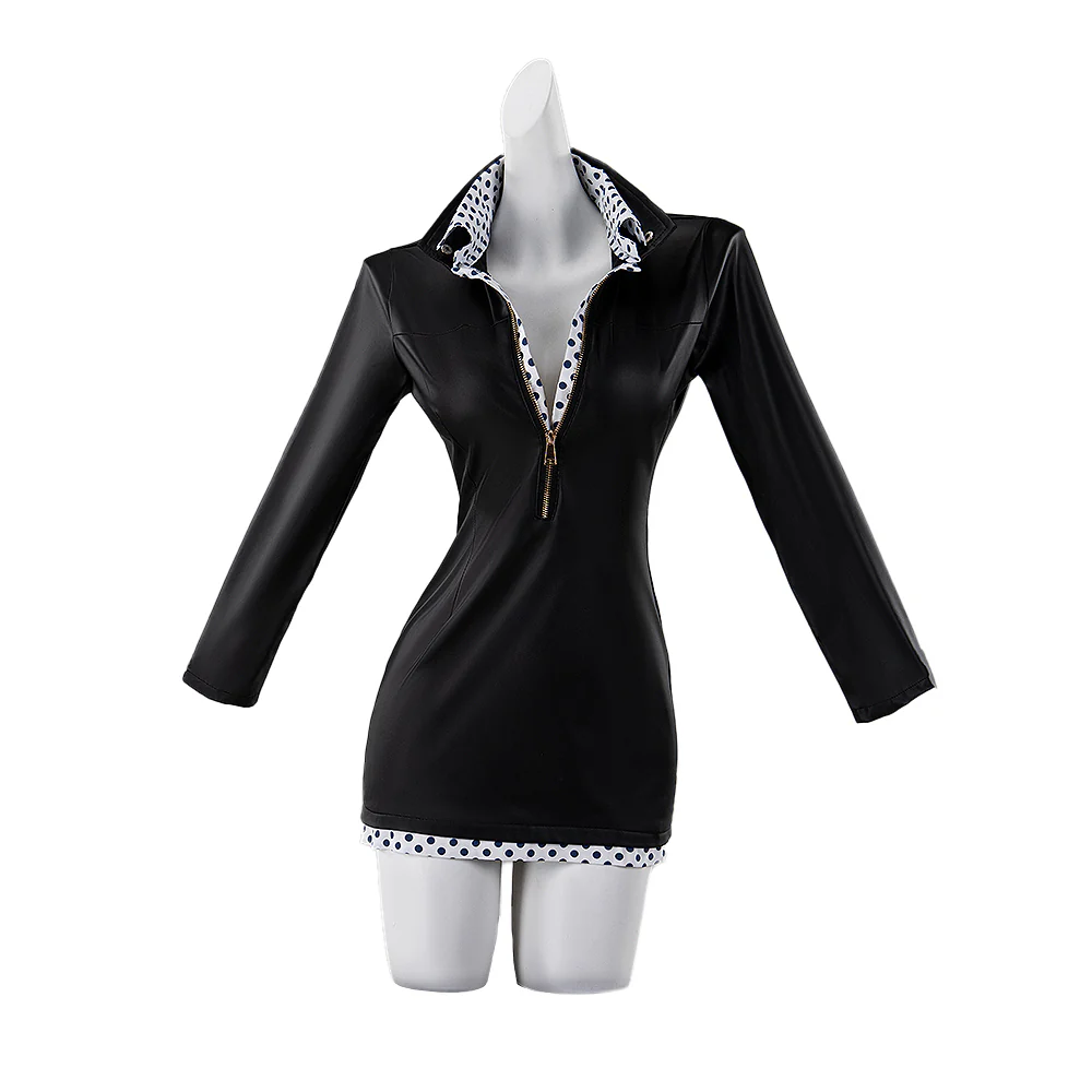 【Partially Ready For Ship】DokiDoki-N Anime Cosplay Black Dress Blue Dots Suit Women Costume - Image 5