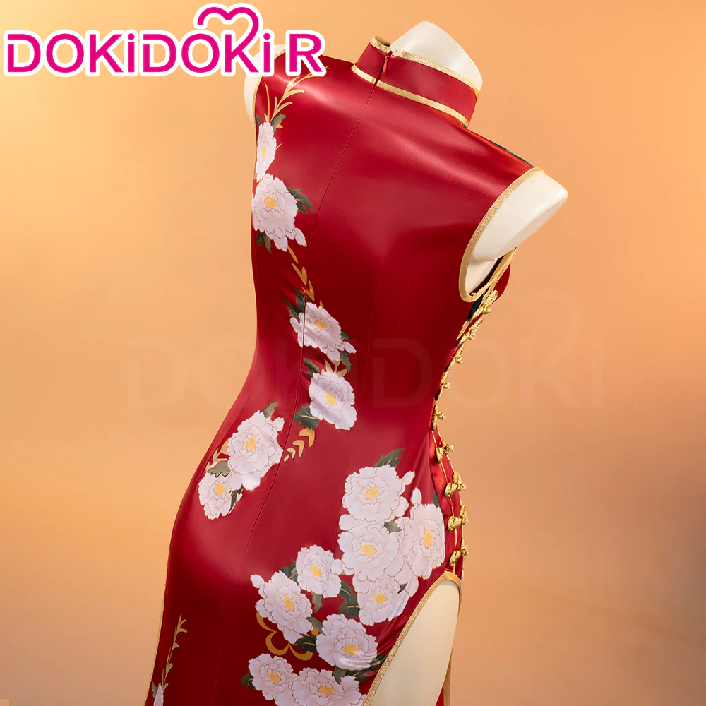 【In Stock】DokiDoki-R Anime Cosplay Costume Red Cheongsam - Image 4