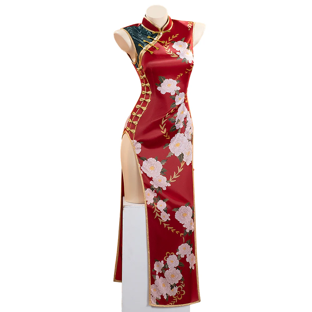 【In Stock】DokiDoki-R Anime Cosplay Costume Red Cheongsam - Image 5