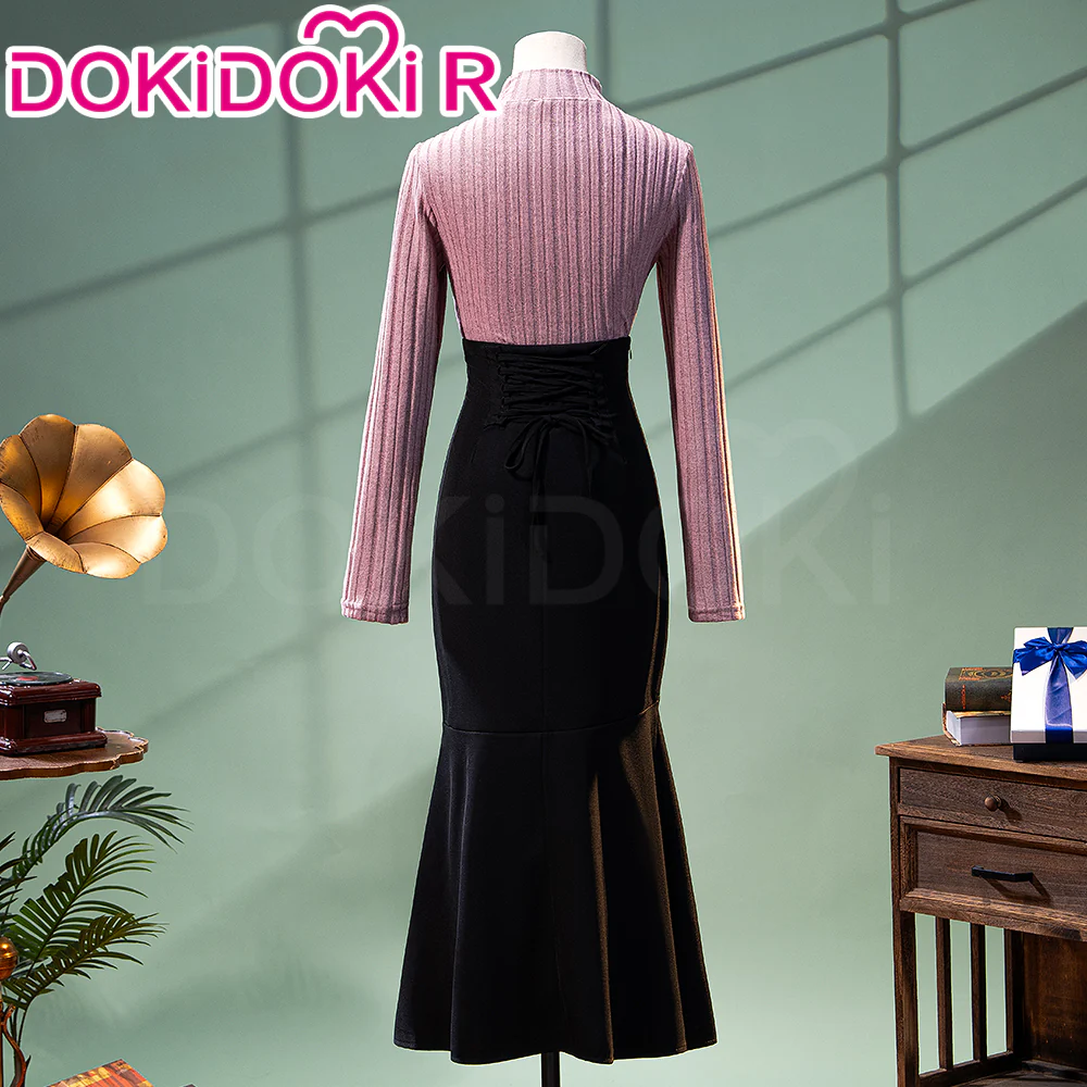 【In Stock】DokiDoki-R Anime The Fragrant Flower Blooms With Dignity Cosplay Waguri Kaoruko Costume Casual Wear Purple Sweater Black Long Dress - Image 2