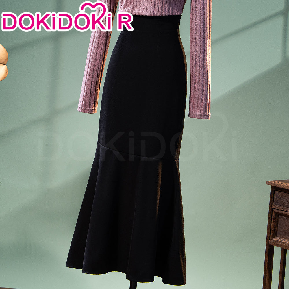 【In Stock】DokiDoki-R Anime The Fragrant Flower Blooms With Dignity Cosplay Waguri Kaoruko Costume Casual Wear Purple Sweater Black Long Dress - Image 5