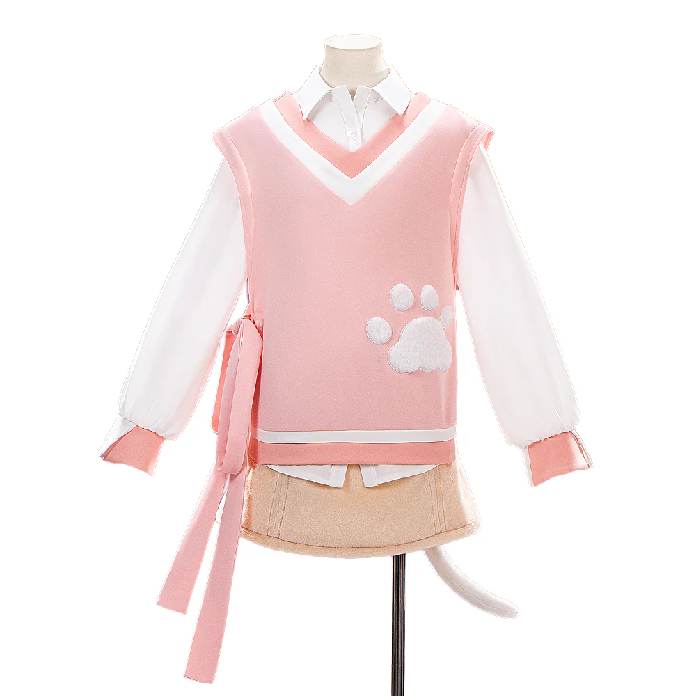 【In Stock】DokiDoki-R Game Cosplay Costume Daily Casual Wear Female Cute White Kitty - Image 5
