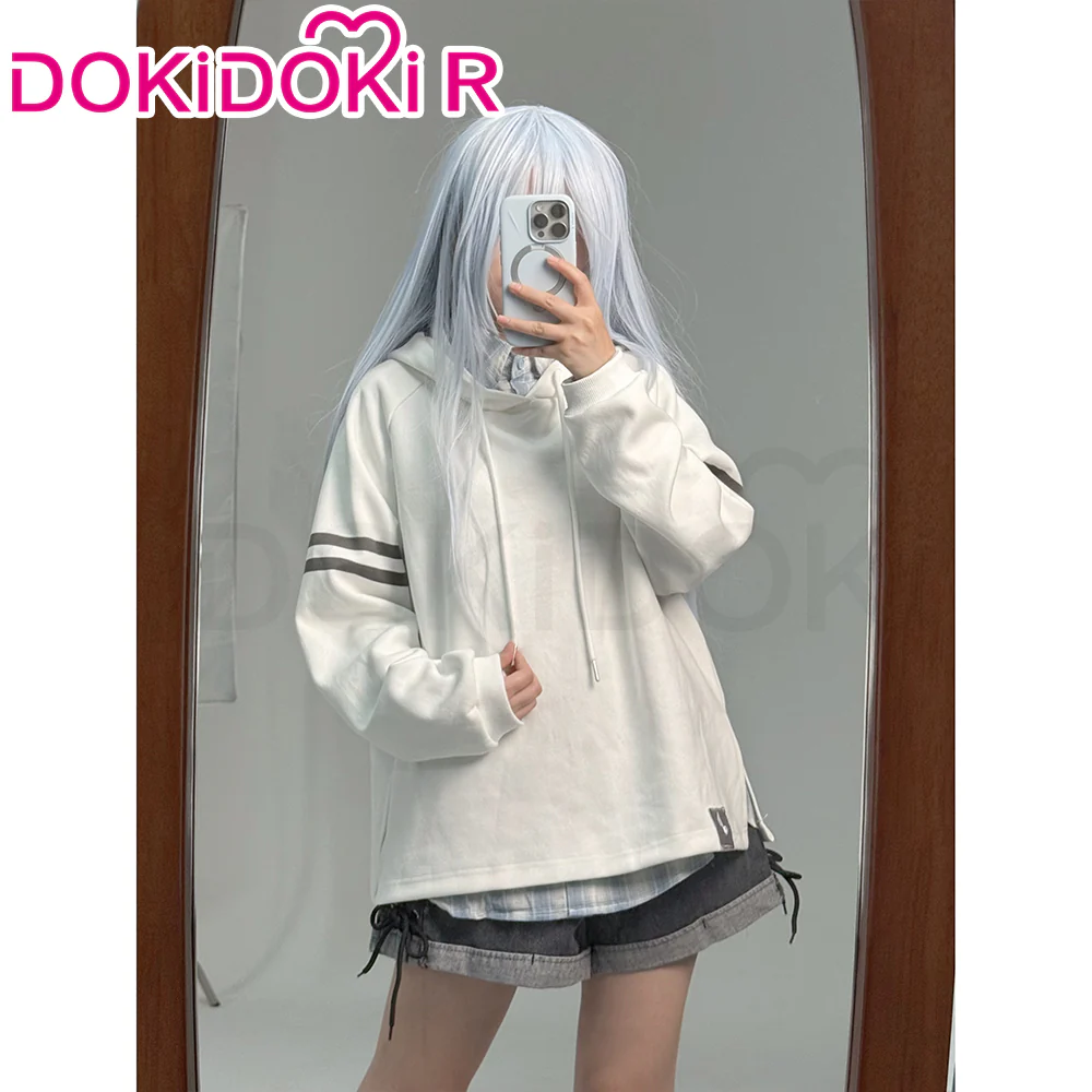 【In Stock】DokiDoki-R Game Cosplay Costume White Fleece Lined Hoodie - Image 2