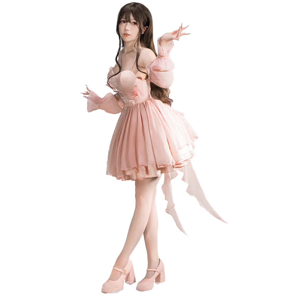 【IN STOCK】【Size S-3XL】DokiDoki-R Game Love and Deepspace Cosplay Protagonist MC Costume Dreamy Heart Pink Dress - Image 5