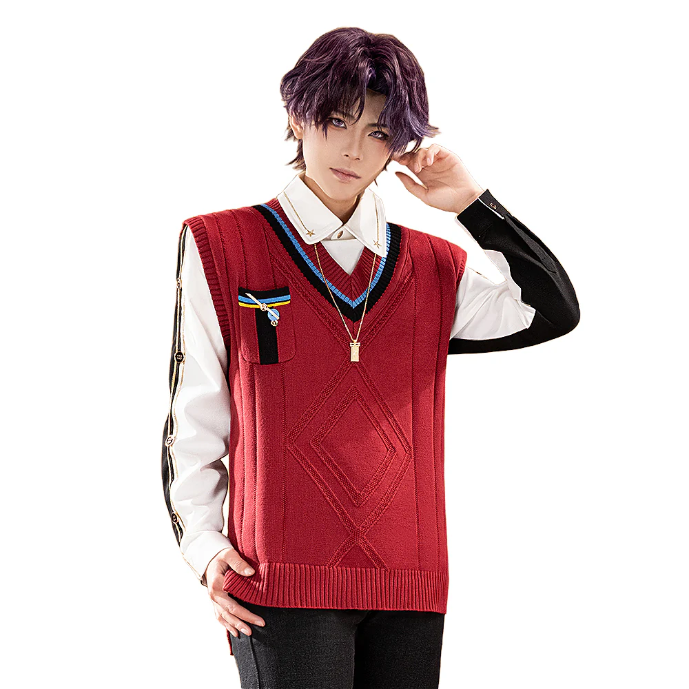 【In Stock】DokiDoki-R Game Love and Deepspace Cosplay Rafayel Costume Red Sweater - Image 5