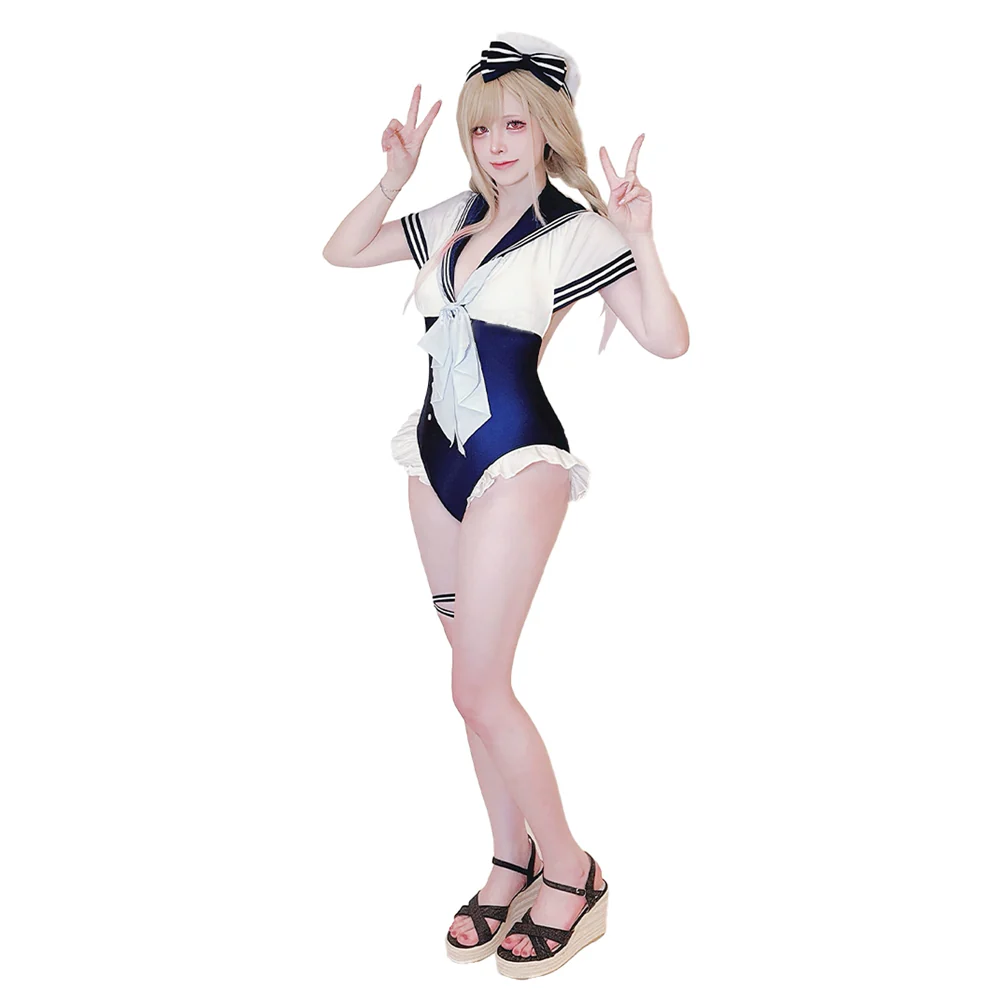 【In Stock】DokiDoki-R Manga Anime Cosplay Kiitagaawa Maariin Costume Navy Swimsuit - Image 4