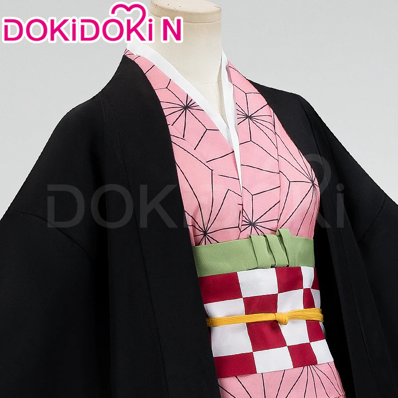 【In Stock】【Size S-2XL】DokiDoki-N Anime Cosplay Costume Women Pink Kimono Black Coat Halloween - Image 3
