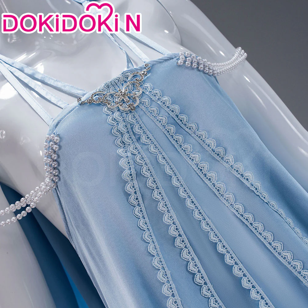 【In Stock】【Size S-2XL】DokiDoki-N Movie Cosplay Blue Sleeveless Costume Long Formal Dress - Image 3