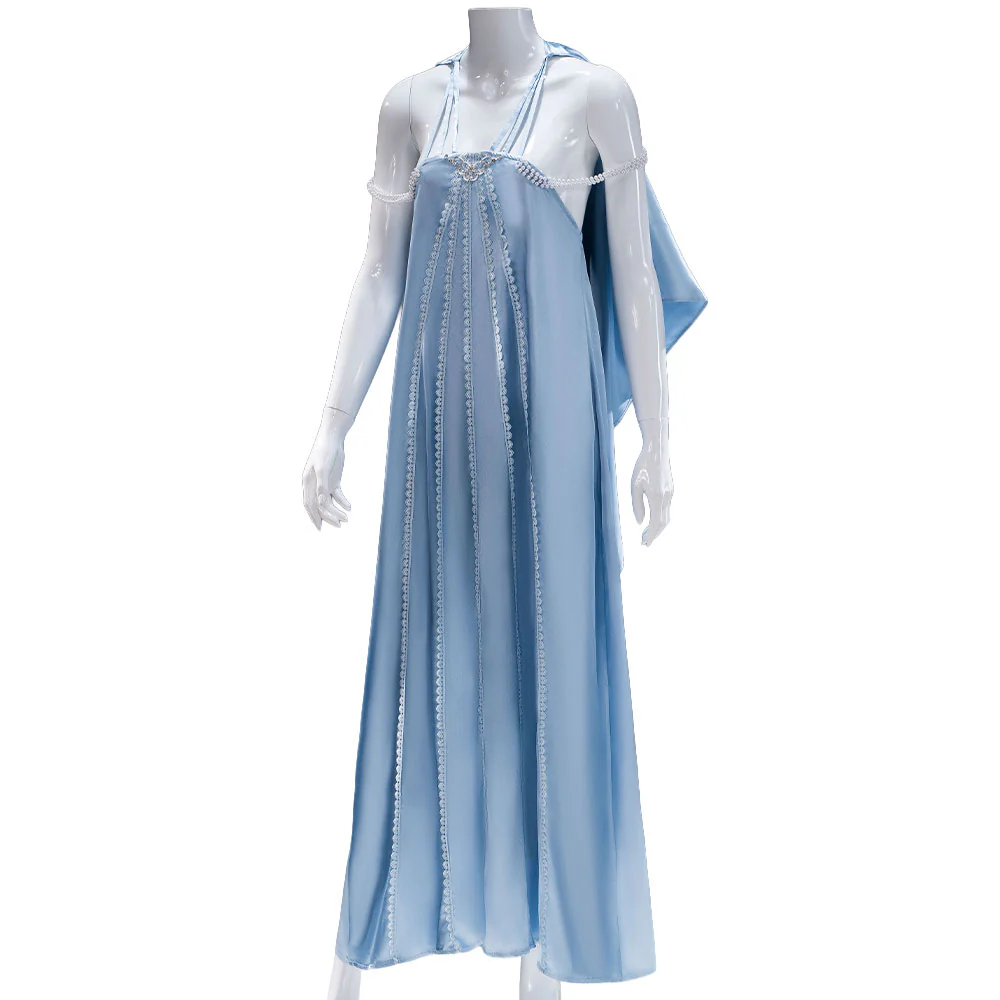 【In Stock】【Size S-2XL】DokiDoki-N Movie Cosplay Blue Sleeveless Costume Long Formal Dress - Image 5
