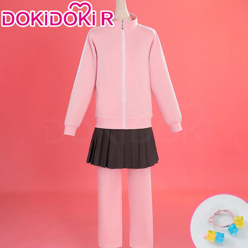 【In Stock】【Size S-2XL】Dokidoki-R Anime Bocchi The Rock! Cosplay Gotou Hitori Costume Pink Sports Wear Grey Skirt