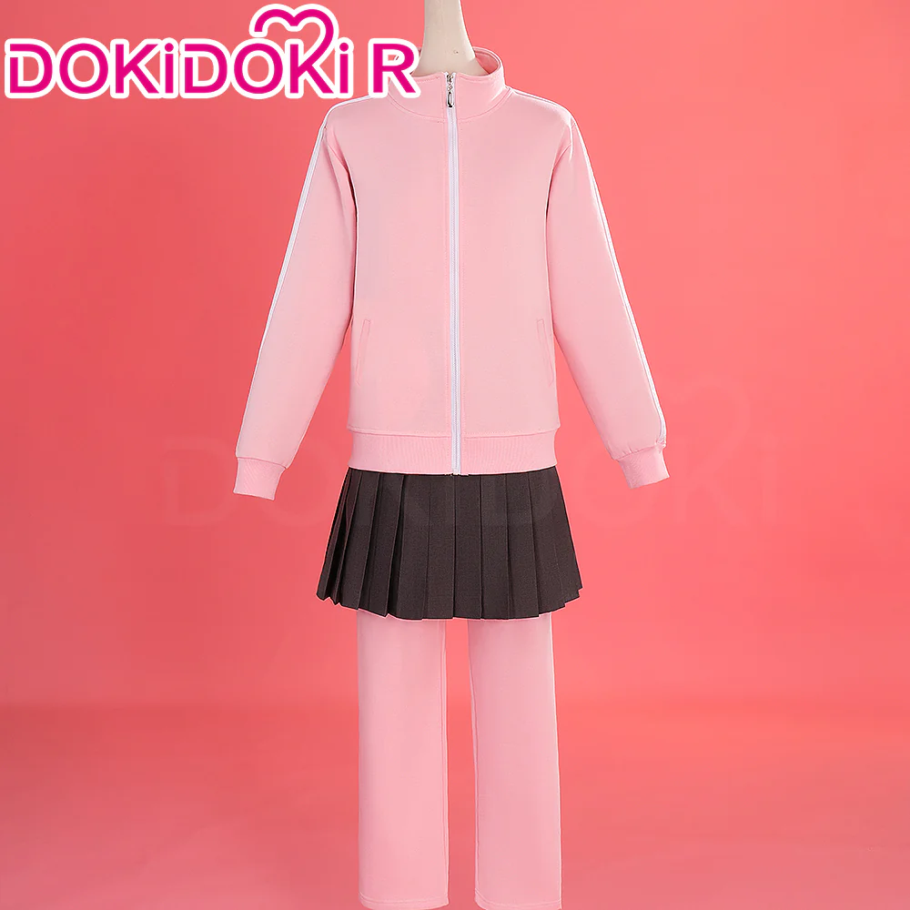 【In Stock】【Size S-2XL】Dokidoki-R Anime Bocchi The Rock! Cosplay Gotou Hitori Costume Pink Sports Wear Grey Skirt - Image 3