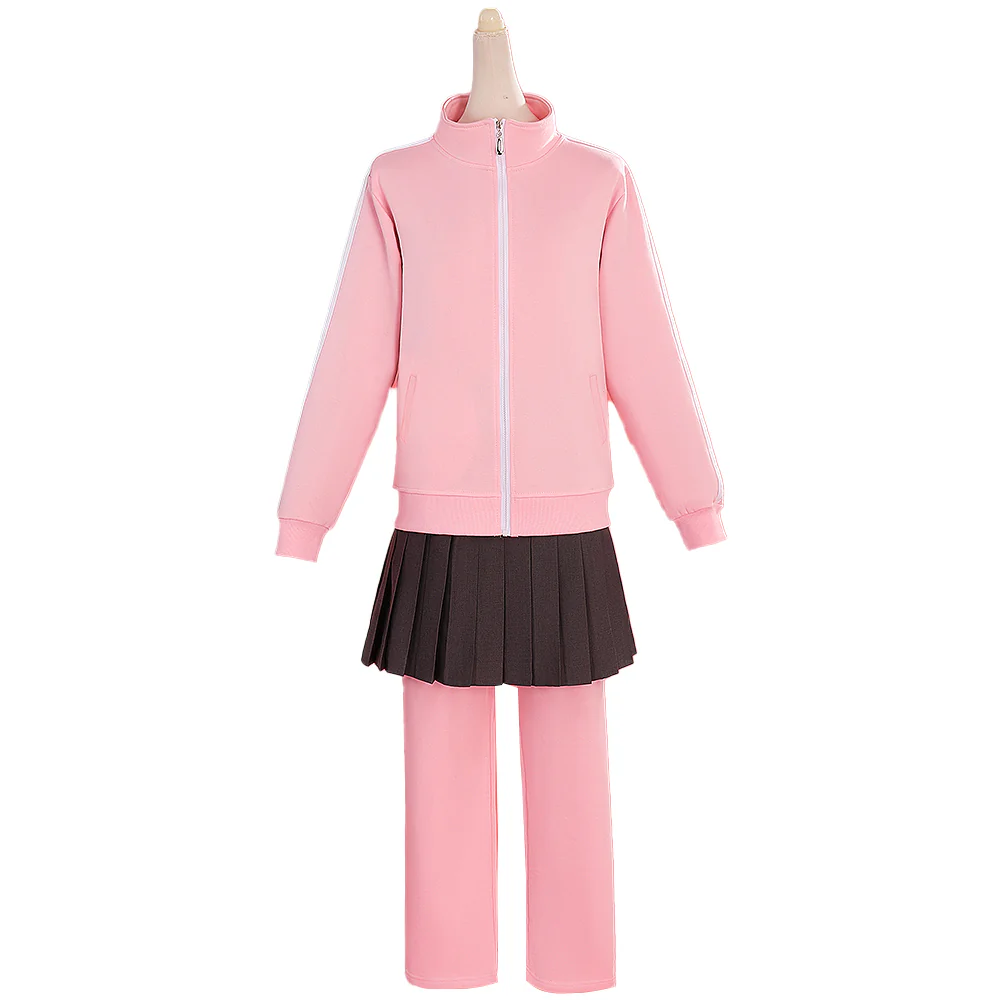 【In Stock】【Size S-2XL】Dokidoki-R Anime Bocchi The Rock! Cosplay Gotou Hitori Costume Pink Sports Wear Grey Skirt - Image 7