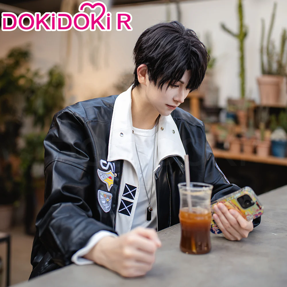 【In Stock】【Size S-2XL】DokiDoki-R Game Love and Deepspace Cosplay Caleb Costume Black Leather Jacket DAA Standard Uniform Aerospace - Image 2