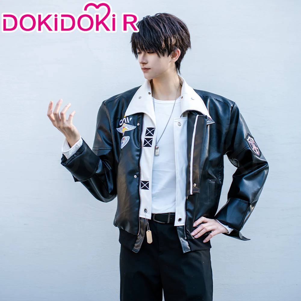 【In Stock】【Size S-2XL】DokiDoki-R Game Love and Deepspace Cosplay Caleb Costume Black Leather Jacket DAA Standard Uniform Aerospace - Image 3