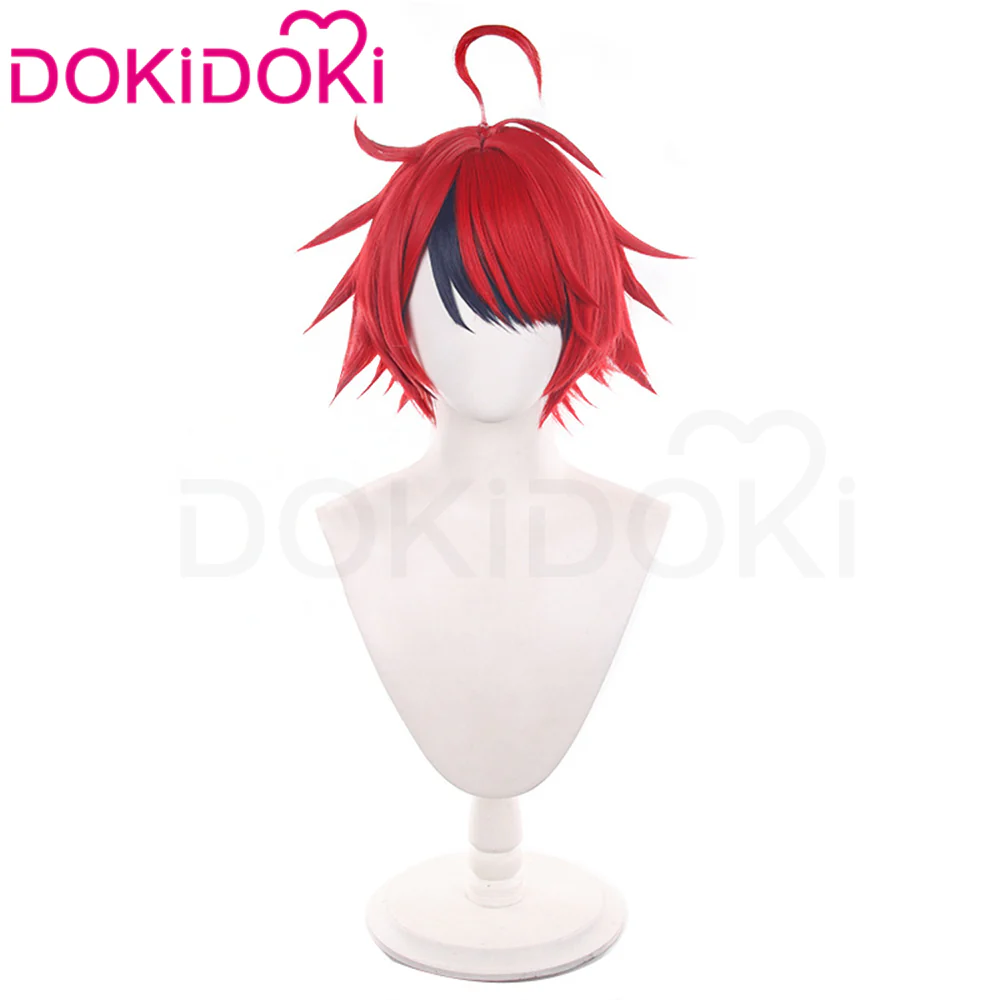 【Size S-2XL】DokiDoki-R Game The Hundred Line Last Defense Academy Cosplay Sumino Takumi Costume Black And White Long-Sleeved Jacket / Wig Red Black Curly Hair - Image 7