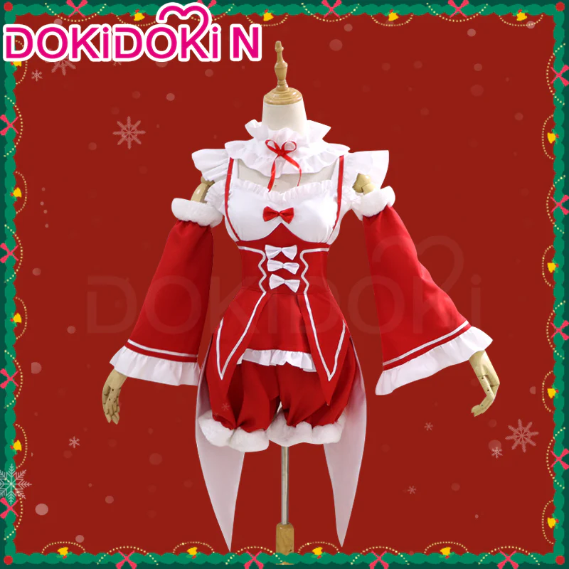 【In Stock】【Size S-3XL】DokiDoki-N Anime Cosplay Remm Costume Christmas Red Dress