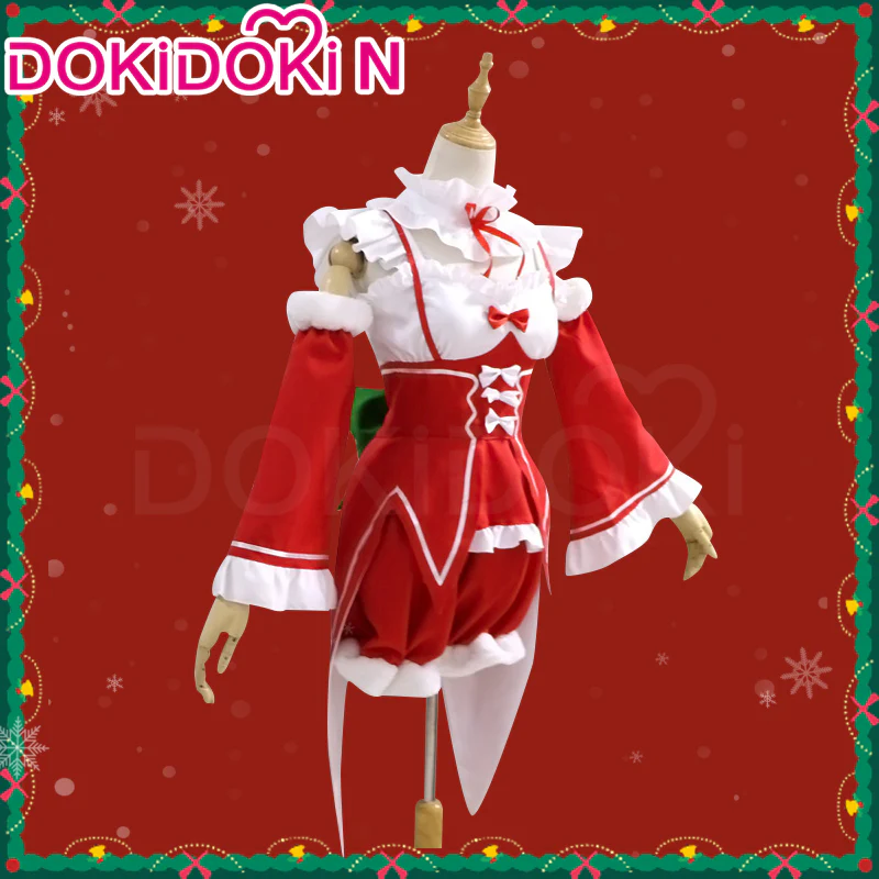 【In Stock】【Size S-3XL】DokiDoki-N Anime Cosplay Remm Costume Christmas Red Dress - Image 2