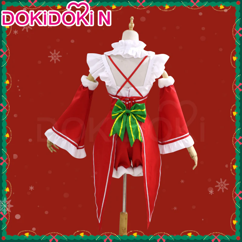 【In Stock】【Size S-3XL】DokiDoki-N Anime Cosplay Remm Costume Christmas Red Dress - Image 3