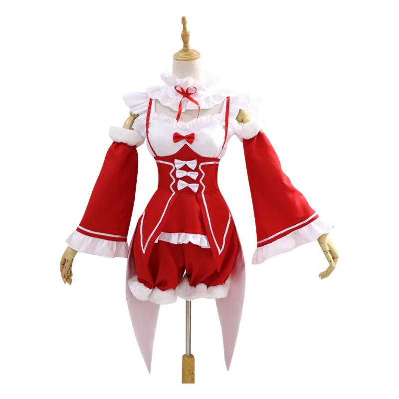 【In Stock】【Size S-3XL】DokiDoki-N Anime Cosplay Remm Costume Christmas Red Dress - Image 4