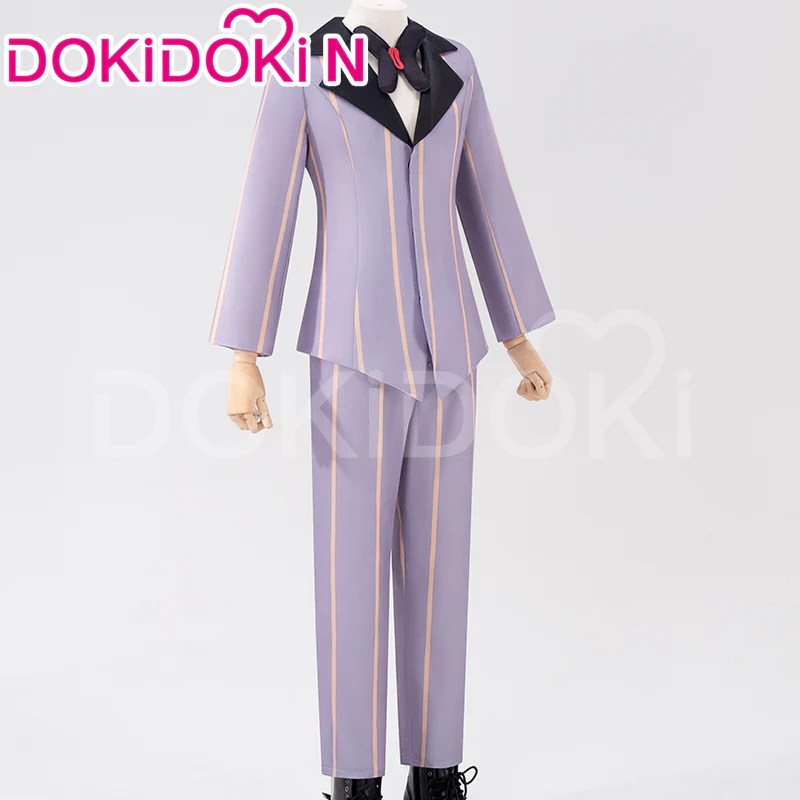 【In Stock】【Size S-3XL】DokiDoki-N Anime Hell Hotel Cosplay Costume Lilac Stripes Suit - Image 3