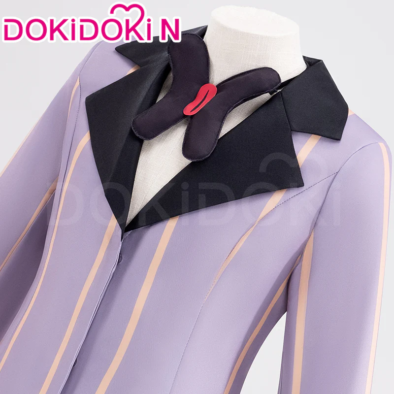 【In Stock】【Size S-3XL】DokiDoki-N Anime Hell Hotel Cosplay Costume Lilac Stripes Suit - Image 4