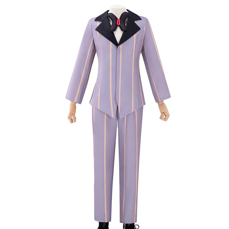 【In Stock】【Size S-3XL】DokiDoki-N Anime Hell Hotel Cosplay Costume Lilac Stripes Suit - Image 6