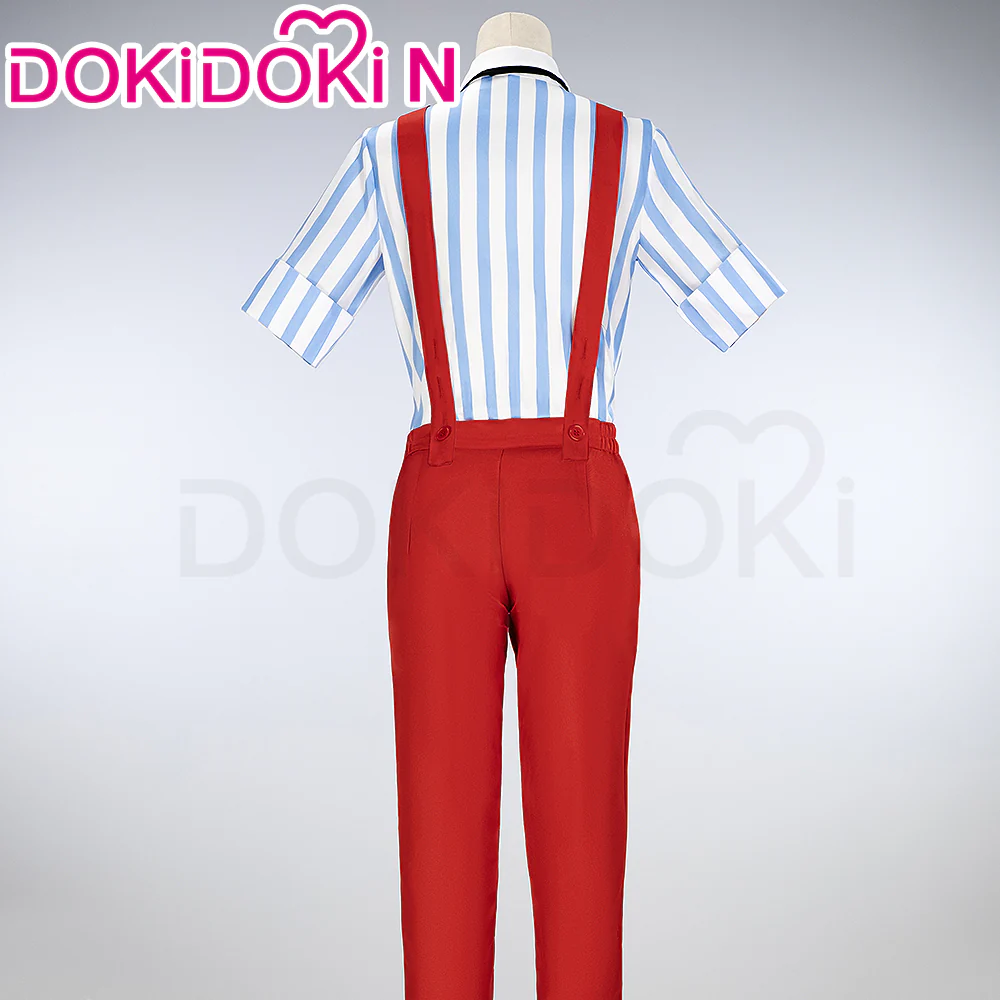 【In Stock】【Size S-3XL】DokiDoki-N Cosplay Mesmerizer Costume Red Overalls Blue White Stripes - Image 2