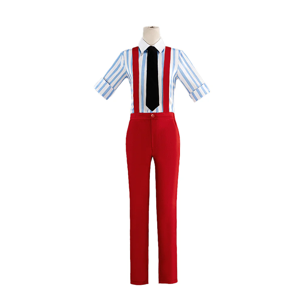 【In Stock】【Size S-3XL】DokiDoki-N Cosplay Mesmerizer Costume Red Overalls Blue White Stripes - Image 5