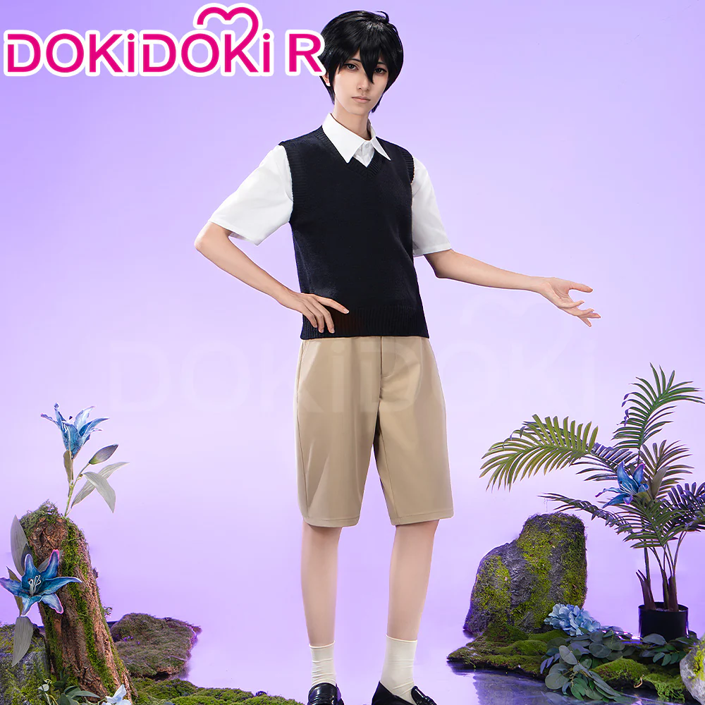 【In Stock】【Size S-3XL】DokiDoki-R Game Cosplay Costume White Shirt Black Vest Casual Suit - Image 3