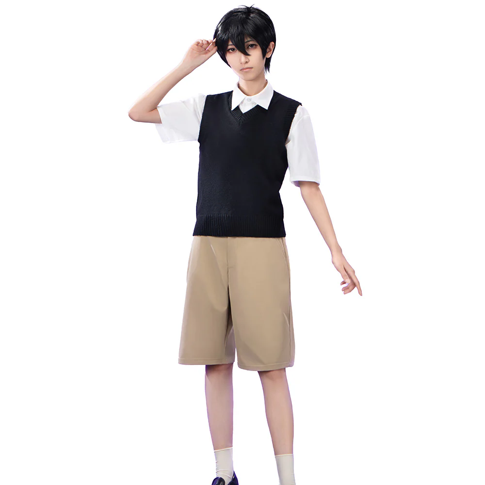【In Stock】【Size S-3XL】DokiDoki-R Game Cosplay Costume White Shirt Black Vest Casual Suit - Image 5