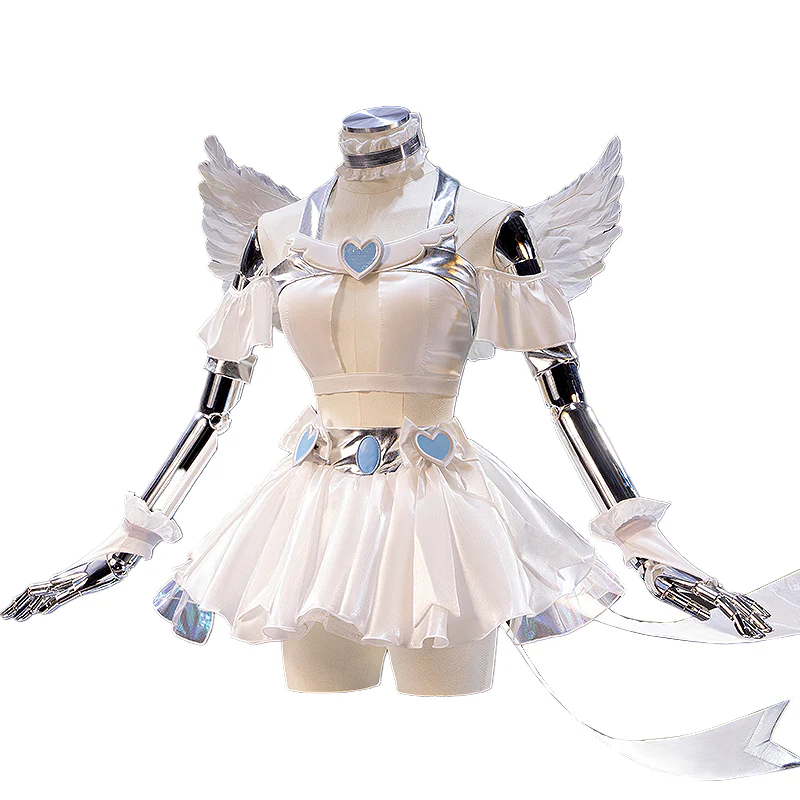 【In Stock】【Size XS-3XL】DokiDoki-N Anime Cosplay Costume White Dress Blue Heart White Angel - Image 5