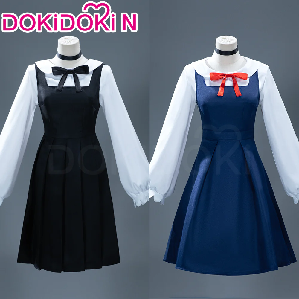 【Partially Ready For Ship】【Size XS-2XL】DokiDoki-N Anime Cosplay Costume White Long Sleeve Blouse Blue / Black Dress