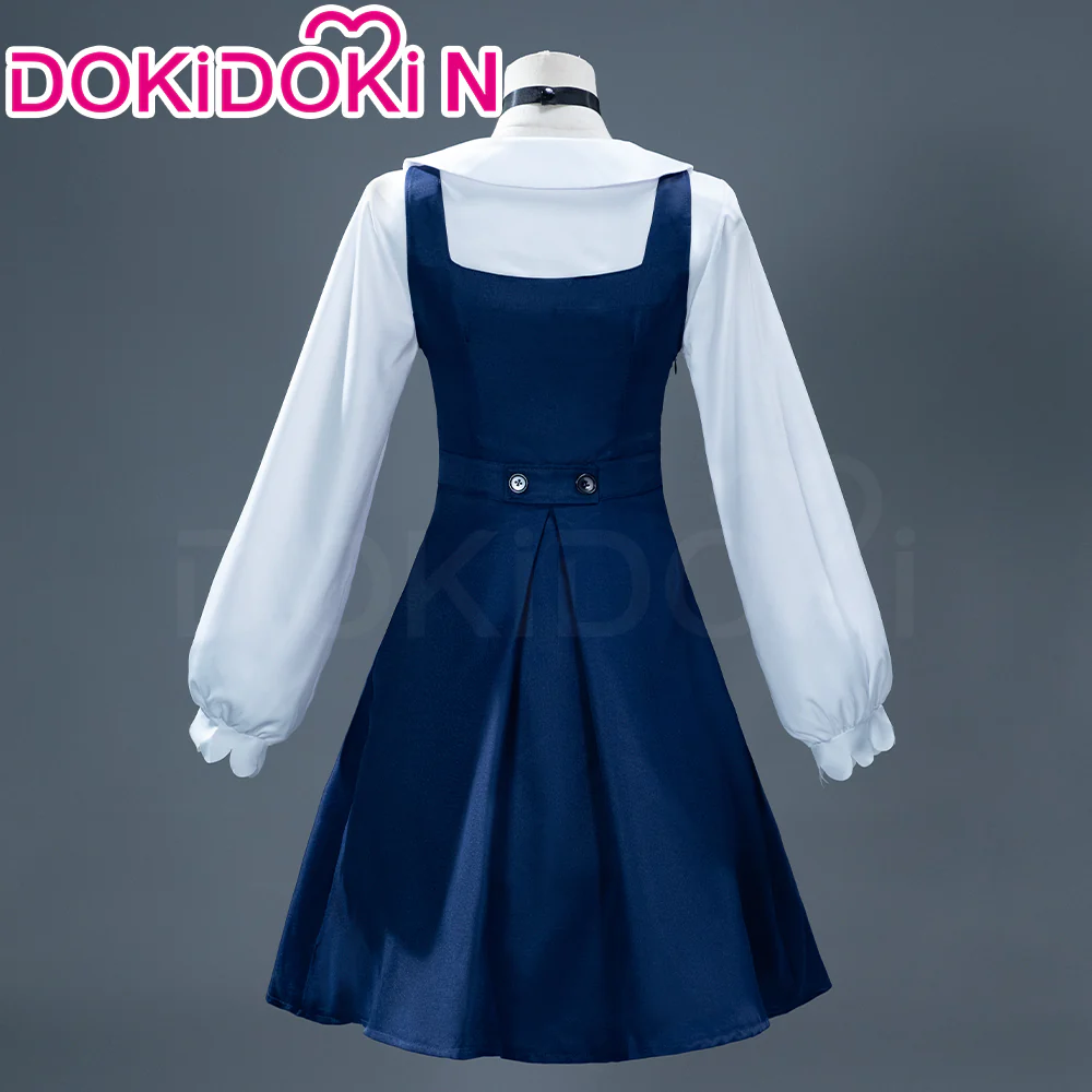 【Partially Ready For Ship】【Size XS-2XL】DokiDoki-N Anime Cosplay Costume White Long Sleeve Blouse Blue / Black Dress - Image 4