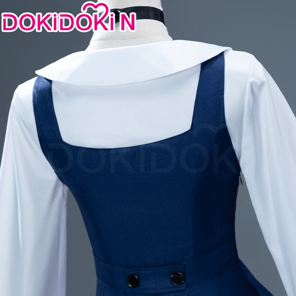 【Partially Ready For Ship】【Size XS-2XL】DokiDoki-N Anime Cosplay Costume White Long Sleeve Blouse Blue / Black Dress - Image 6
