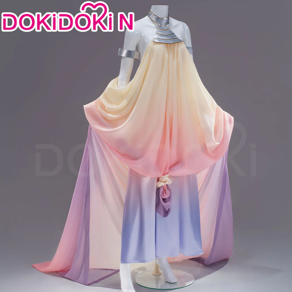 【In Stock】【Size XS-3XL】DokiDoki-N Movie Cosplay Queen Costume Purple Pink Yellow Sleeveless Long Formal Dress