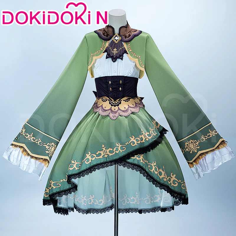 【In Stock】【Size XS-3XL】DokiDoki-N Game Cosplay Costume Green Dress Black Bow