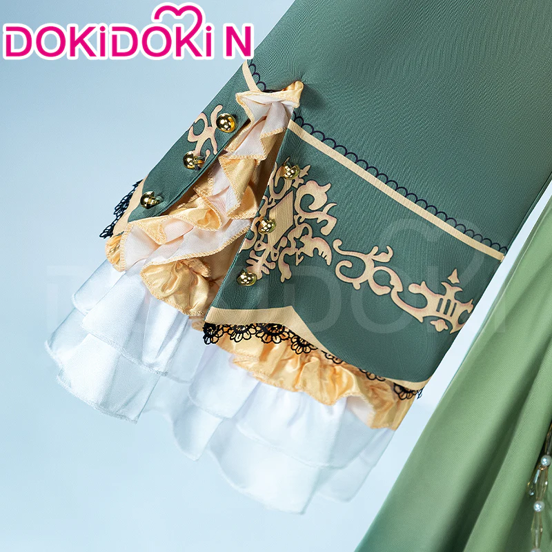 【In Stock】【Size XS-3XL】DokiDoki-N Game Cosplay Costume Green Dress Black Bow - Image 4