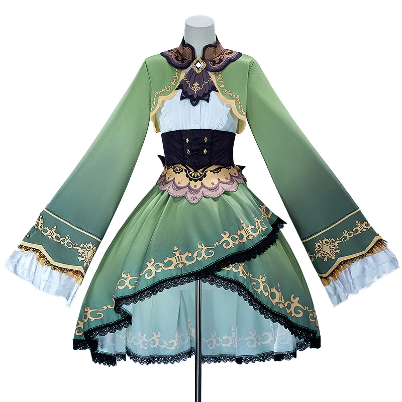 【In Stock】【Size XS-3XL】DokiDoki-N Game Cosplay Costume Green Dress Black Bow - Image 5
