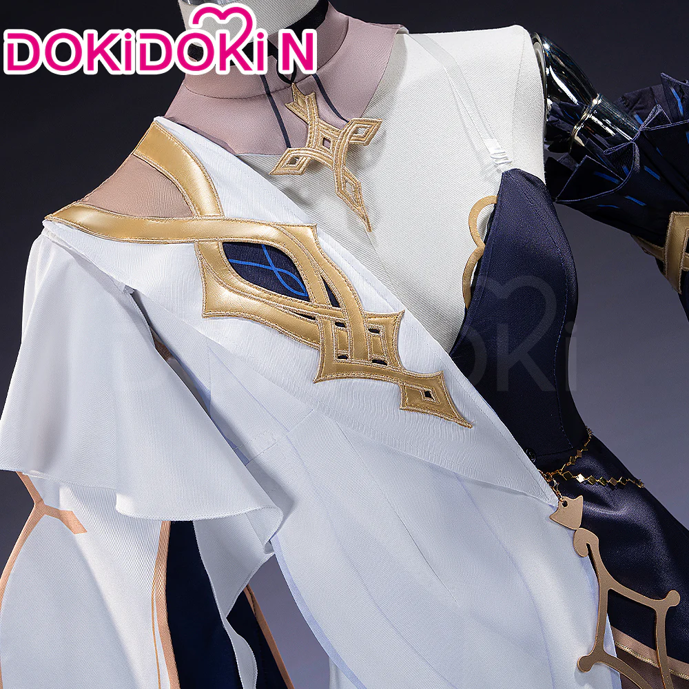 【In Stock】【Size XS-3XL】DokiDoki-N Game Genshin Impact Cosplay Rhinedottir / Naberius Costume Gold “ R ” Song of the Welkin Moon - Image 3