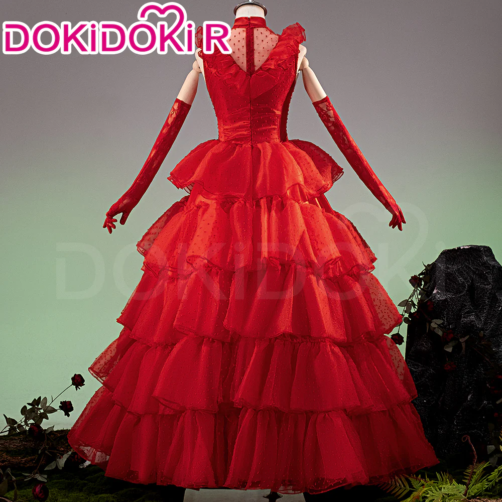 【Partially Ready For Ship】【In Stock】【Size XS-3XL】DokiDoki-R Movie Cosplay Lydiaa Costume Red Dress - Image 3