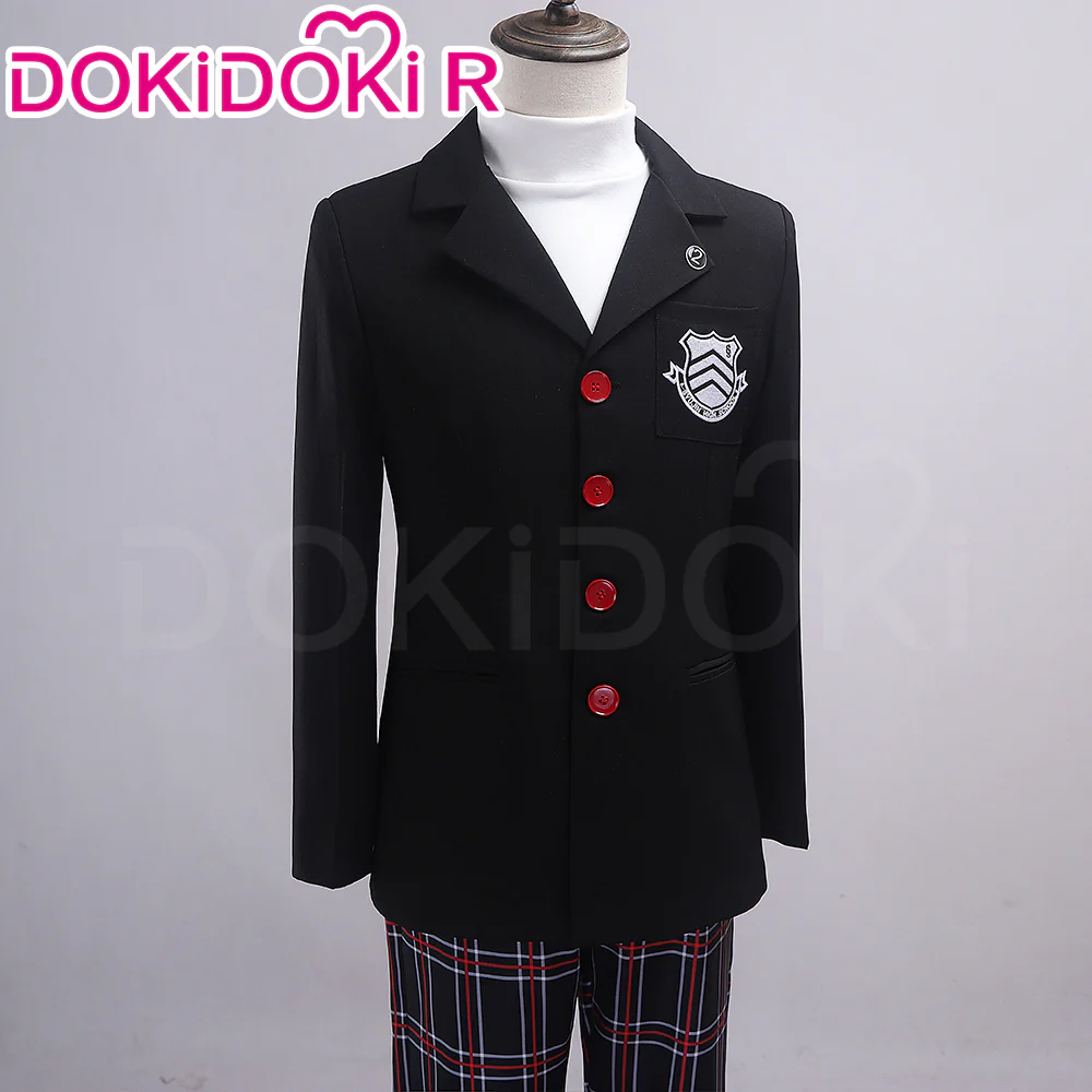 【Size XS-3XL】DokiDoki-R Anime Cosplay School Uniform Costume Black Suit Plaid Pants Casual Wear - Image 4
