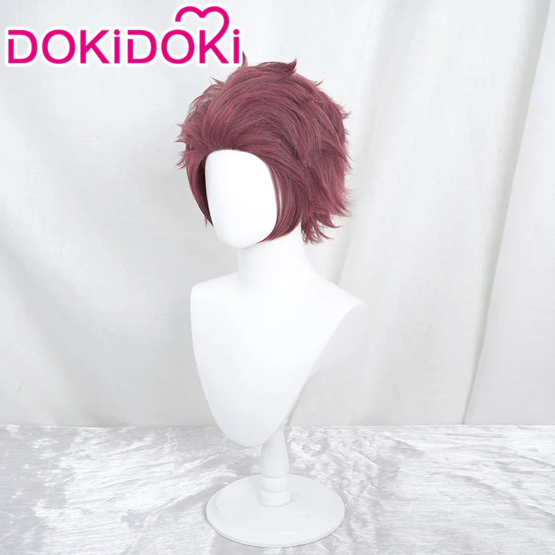 【Ready For Ship】DokiDoki Anime Cosplay Wig Short Straight Crimson Purple Hair - Image 2