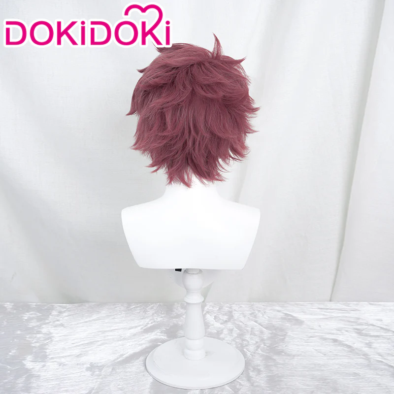 【Ready For Ship】DokiDoki Anime Cosplay Wig Short Straight Crimson Purple Hair - Image 3