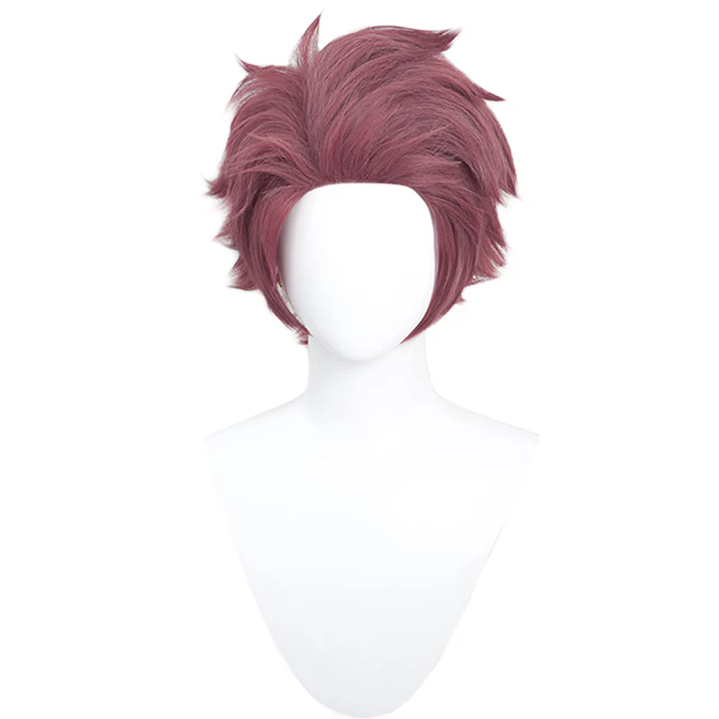 【Ready For Ship】DokiDoki Anime Cosplay Wig Short Straight Crimson Purple Hair - Image 5
