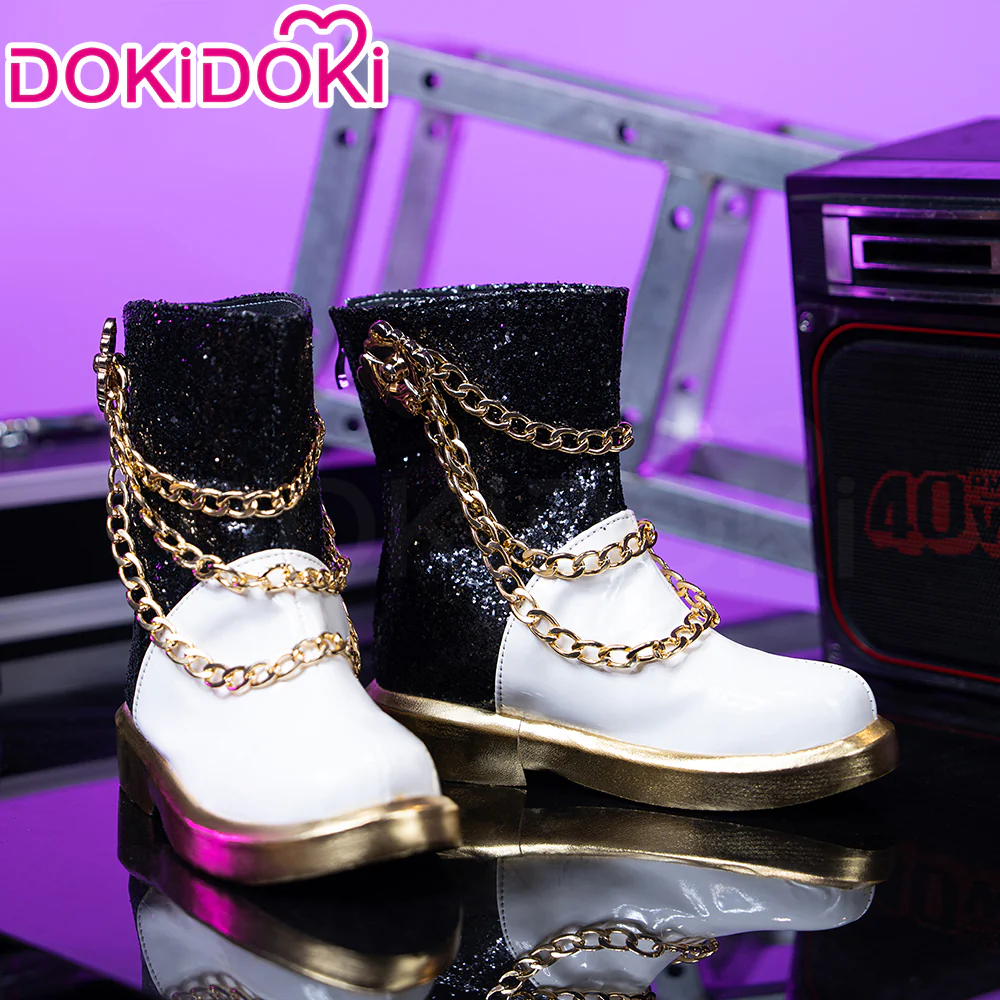【Kids Version】DokiDoki Movie Anime KPOP KILLER Cosplay White Shoes  GOLD  SERIES