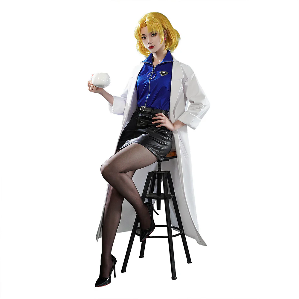 【Partial Size Ready For Ship】【Size S-3XL】DokiDoki-R Anime Cosplay Costume Blue Top White Coat Black Skirt - Image 5