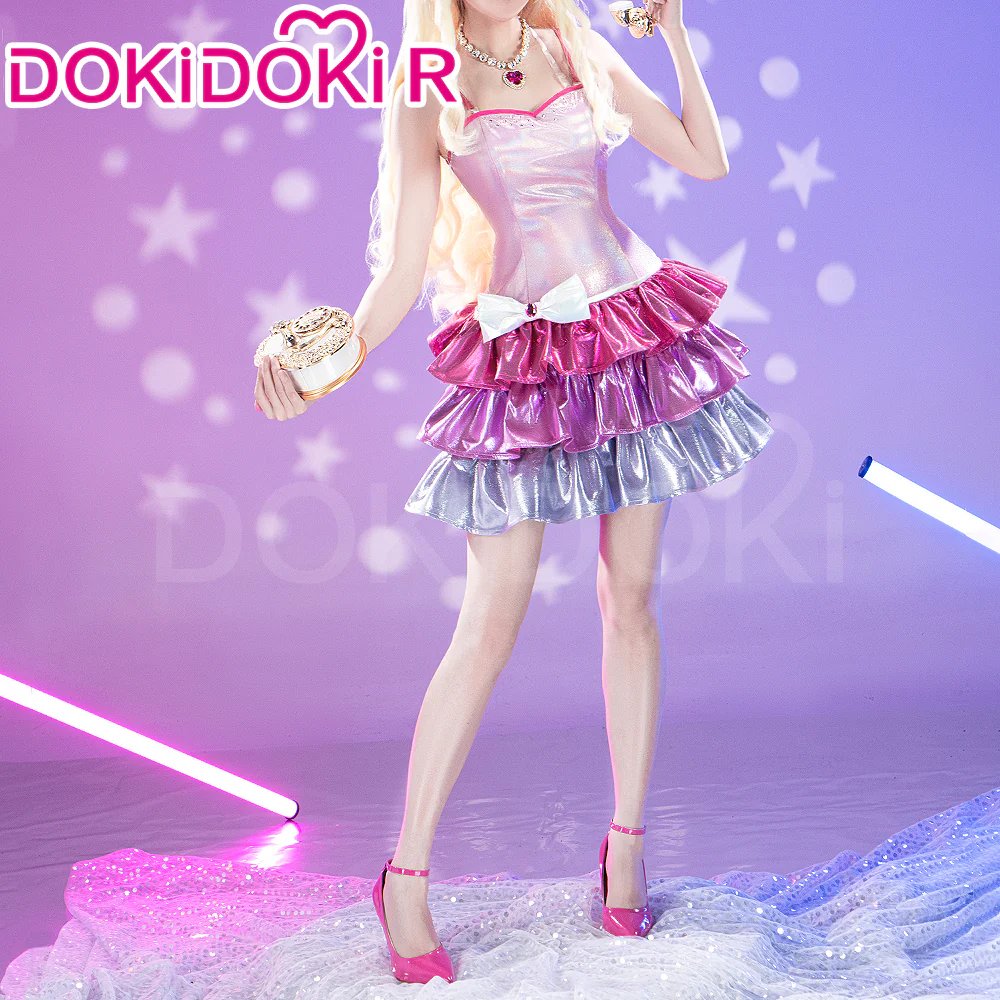 【Costume Ready For Ship】【Size S-2XL】Dokidoki-R Movie  Cosplay Pink Dress Costume / Shoes - Image 2