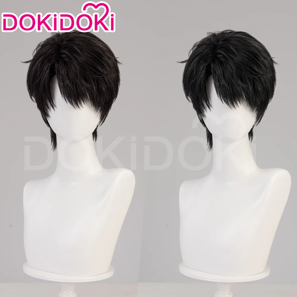 【Partially Ready For Ship】DokiDoki Game Love And Deepspace Cosplay Caleb Wig / Necklace / Bracelet Short Straight Black Brown Hair Mullet Cosmic Horizon Wolf Cut - Image 2