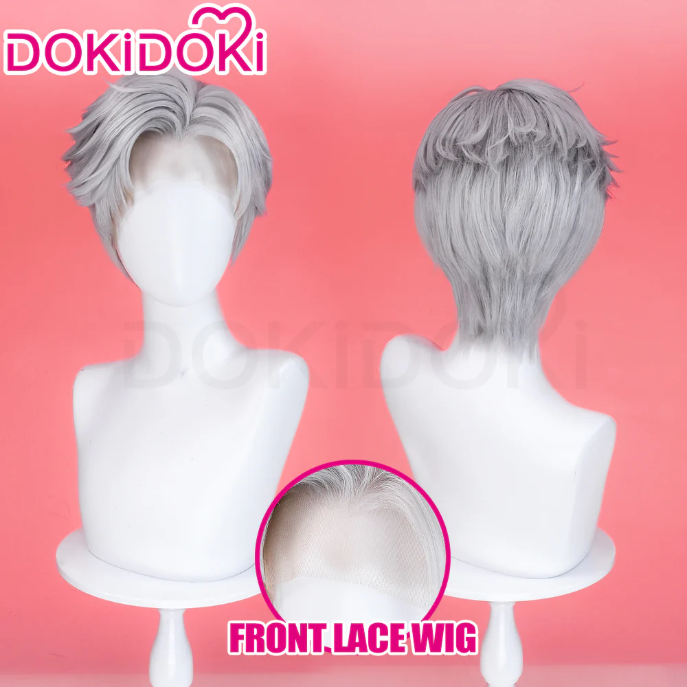 【Ready For Ship】【Front Lace】DokiDoki Game Love and Deepspace Cosplay Sylus Wig / Glasses / Necklace / Brooch / Ear / Tail Men Short Sliver Mullet Defiant Spirit - Image 3